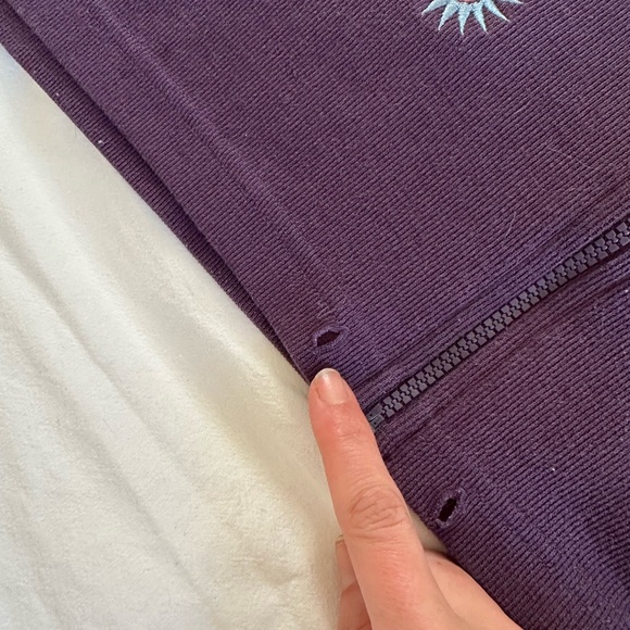 Celestial Zip Oversized Hoodie Moon Stars Embroidered Purple Vintage Boho - Picture 8 of 12